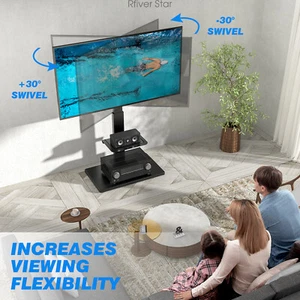 Soporte de TV de Piso Giratorio Universal con Base de Madera Resistente para TV de Pantalla Plana de 40-75" - Imagen 1 de 12