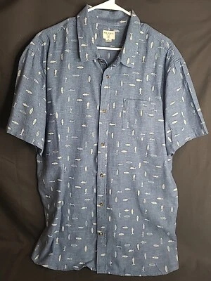 Jack O'Neill Mens Button Up Shirt 2XL Coastal Linen Blue Sharks Surf Boards - Image 1 of 4
