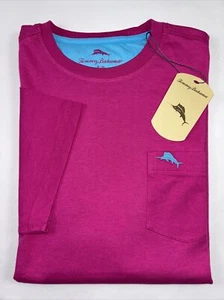TOMMY BAHAMA Size S Men's T-Shirt Very Berry Crew Neck S/S LOGO Pocket NEW $59 - Picture 1 of 6