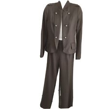 Bill Blass Vintage Pants Suits Lined Soft Brown Wool Flat front Mandarian Collar
