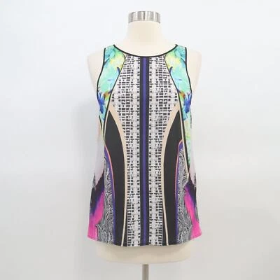 Camiseta sin mangas Clover Canyon para mujer XS rayas florales cruzada origami espalda abierta Foto 1 de 4