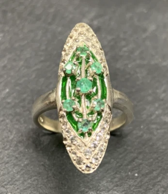 Ring Smaragd, Topas & Emaille  925er Silber  Gr.  52 - Bild 1 von 4