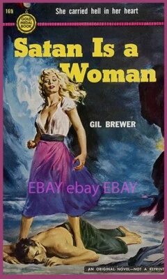 SATAN IS A WOMAN 1950s Pulp Novel Cover, Sexy MAGNET 2x3" Refrigerator Locker - image 1 of 3