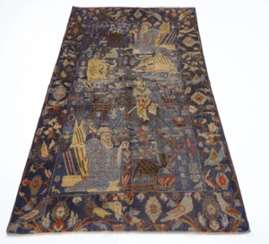 4 x 6 ft 20s Vintage Low Pile Animal Afghan Traditional Hand Knotted Wool  Rug - Picture 1 of 10