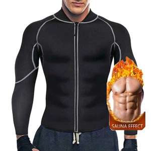 Men Neoprene Sweat Hot Sauna Suit Muscle Training Body Shaper Gym Workout Shirt - Picture 1 of 18