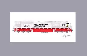 Canadian Pacific Veteran SD70ACU #7022 11""x17"" estampado enmarañado firmado por Andy Fletcher - Imagen 1 de 1