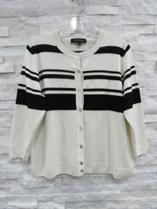 Cárdigan Suéter St. John Blanco Brillante Negro Dorado Viscosa Lana Cachemira L - Imagen 1 de 5