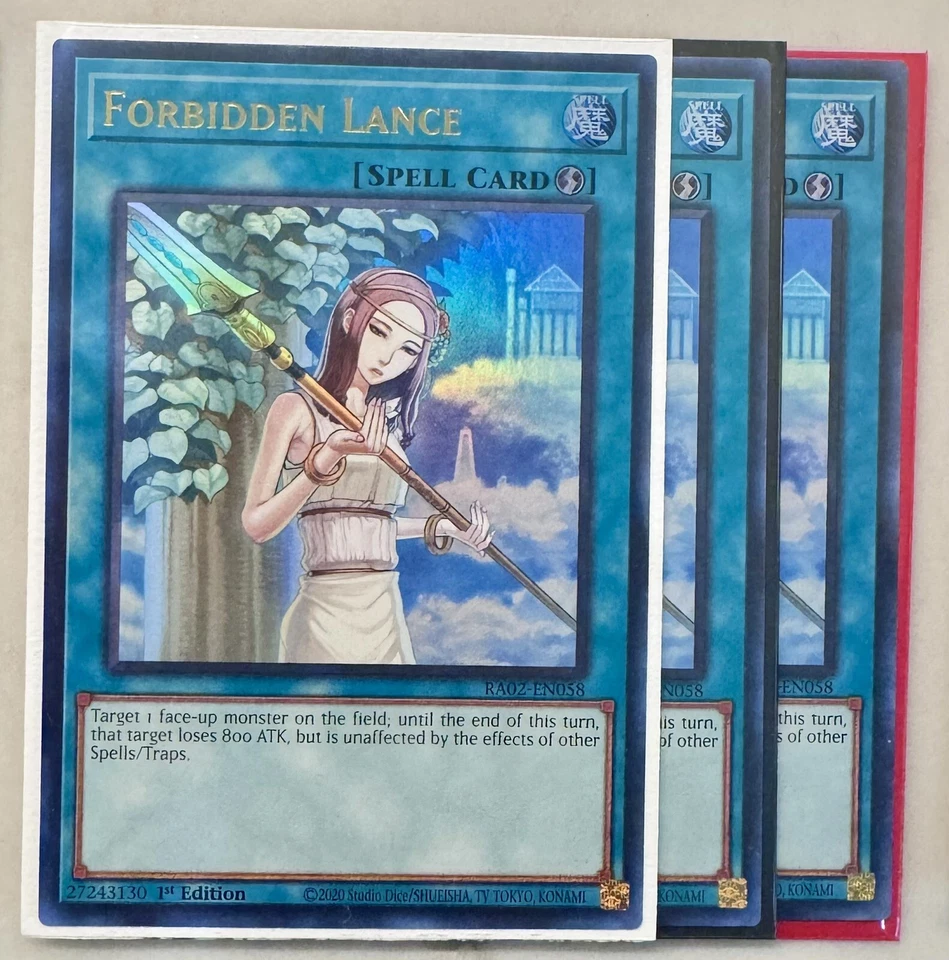 Yugioh! 3x Forbidden Lance RA02-EN058 Ultra Rare 1st Ed NM - Image 1 of 1