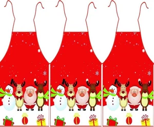 3 Pack Christmas Kitchen Cooking Aprons - Xmas Santa Snowman Theme - New - Picture 1 of 1