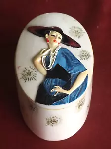 Art Deco Style Oval Trinket Box - Home Decor - 4inchs long. - Picture 1 of 11