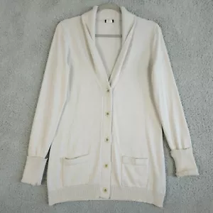 J Crew Sweater Womens Medium Cream Shawl Neck Cardigan Cotton Cashmere Long - Picture 1 of 10