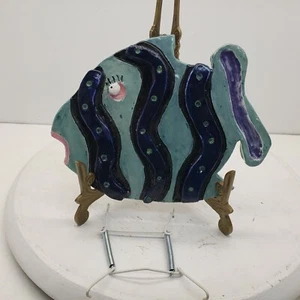 Fun art pottery fish plaque - Picture 1 of 6