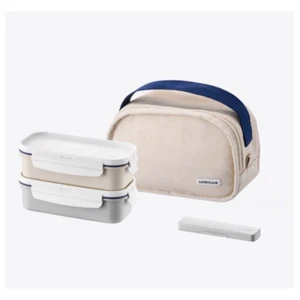 LocknLock Lunch Box Set 2 layers Daily Cotton Dosilock with Bag & Chopsticks - Picture 1 of 8
