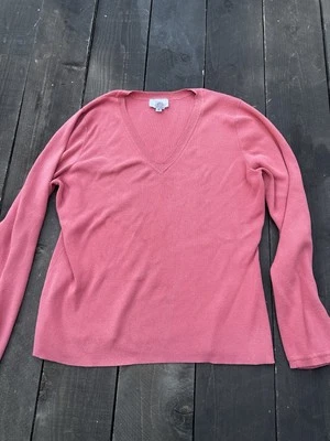 Suéter suéter rosa manga larga cuello en V grande Ann Taylor para mujer Foto 1 de 4