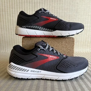Brooks Beast 20 Running Shoes Mens Size 10 2E Wide Gray Black Red *NO INSOLES* - Picture 1 of 20