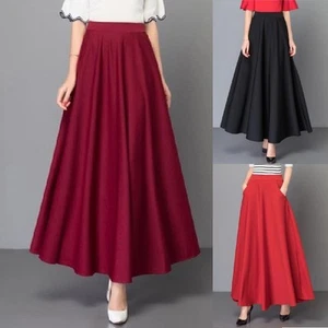 Elegant and Comfortable Women's High Waist Pleated A Line Skirt Plus Size - Picture 1 of 20