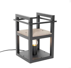 Qazqa Cage Rack TL Black Wood Tischlampe Schwarz mit Holz - Bild 1 von 6