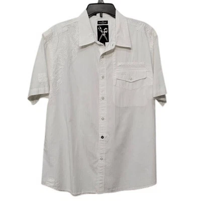 Vintage Y2K Marc Ecko Cut & Sew Button Up Shirt XL White Embroidery Streetwear - Image 1 of 4