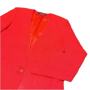 Vintage Worthington 100% Cotton Classic Preppy Red Blazer Longline Women’s 12T - Picture 1 of 10