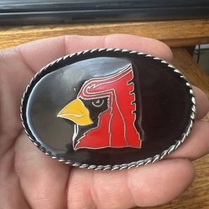 VINTAGE Red Cardinal Bird  Old Collectible  Nature Belt Buckle - Picture 1 of 6