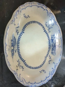 PIATTO OVALE 15,3/4" ANTICO RIDGWAYS ENGLAND CHISWICK FLOW BLU LG vedi foto! - Foto 1 di 12