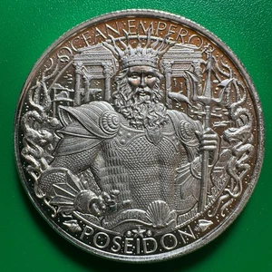 Moneda bullion de plata Ocean Emperor Poseidón/Atlántida de 1 OZ - Imagen 1 de 4