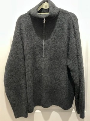 Victoria’s Secret Pullover XXL Black Sherpa 1/4 Zip Long Sleeve NWT - Image 1 of 4