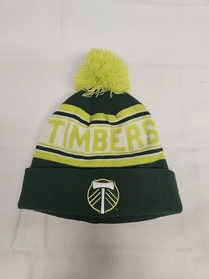Adidas Portland Timbers Knit Hat Soccer MLS Winter Hat With Pom Pom Excellent  - Image 1 of 4