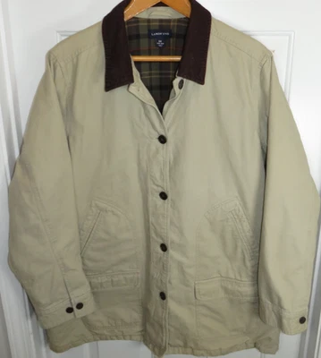 Land's End Womens 3X Barn Coat Chore Jacket Utility Beige Flannel Lined 24W-26W - Image 1 of 4