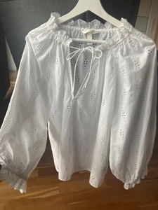 H&M Lochstickerei Bluse • Gr. L • 3/4 Ärmel • Weiß • Sommerbluse ❤️ - Bild 1 von 14
