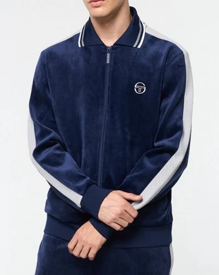 RARE SERGIO TACCHINI VELOUR MEN'S SIZE L MAGLIA TRACK JACKET MARITIME BLUE NWT - Image 1 of 4