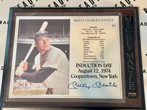 1974 Mickey Mantle Induction Day handsigniert 8x10 Plakette signed mit COA - Bild 1 von 5