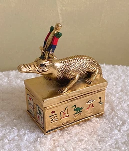 Statua vintage EGIZIANO dio Sobek coccodrillo in peltro - Foto 1 di 10