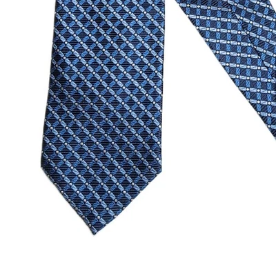 Haggar Silk Tie Men’s 59” Navy Blue Geometric Nautical Preppy Coastal Dad Wide - Image 1 of 4