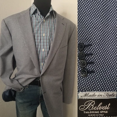 Blazer Belvest Italy para hombre 50R azul blanco cabeza de uñas ligero abrigo deportivo chaqueta Foto 1 de 4