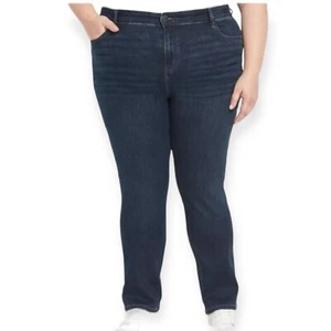 Lane Bryant Mujer Plus 28 Alto Simplemente Recto Lavado Oscuro Ajuste Derecho Tecnología tiro medio - Imagen 1 de 14
