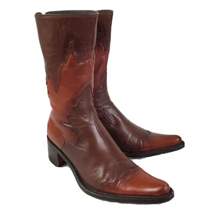 Rocco P Women's Mid Calf Boots Two Tone Leather EU 36 US 6 Italian Made - Picture 1 of 12