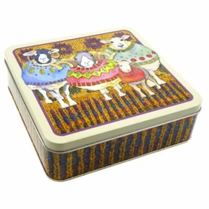 Sheep in Sweaters for Emma Ball Square Lidded Storage Tin - Perfect for Car  - Picture 1 of 1