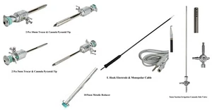 Laparoskopie 4 Stück Trokar Kanüle 10 mm 5 mm Saughaken Elektrode Reduzierkabel 8 Stück - Bild 1 von 11