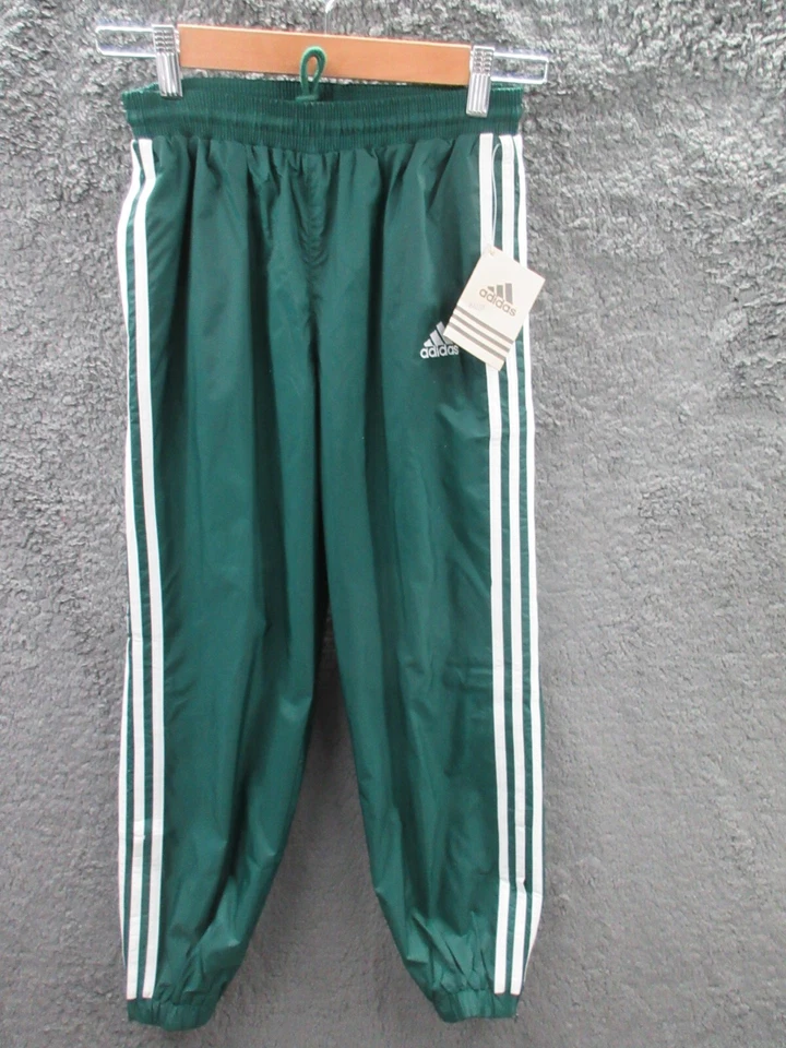 Nuevo con etiquetas Raro Años 90 Adidas Vintage Nylon Forrado Verde Pantalones de Pista Juveniles Medianos Foto 1 de 4
