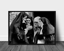 smoking nuns print vintage photo poster wall art for living room biblical theme