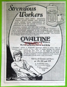 OVALTINE Nerventonic Food Beverage WW1 ADVERT #6 Small Vintage Print Ad 683/31 - Bild 1 von 1