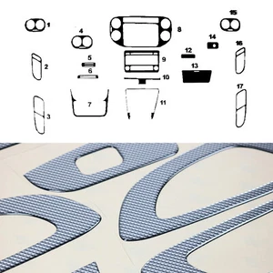Innenraum Dekor Cockpit für VW Tiguan 2007-2011 Pre-FL Carbon Optik 17tlg - Afbeelding 1 van 10