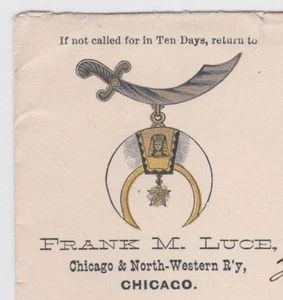SHRINERS / RAILROAD Cover 1887 Chicago ILLINOIS w # 210 - DESIGN w GOLD METALIC - Picture 1 of 3
