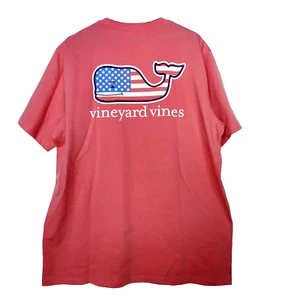 Men's Vineyard Vines Salmon/Pink Back Graphic Whale T Shirt LG/XL American Flag - Picture 1 of 7