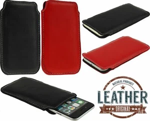 GENUINE LAMB LEATHER HANDMADE SMOOTH CASE COVER POUCH SLEEVE FOR MOBILE PHONES - Picture 1 of 12