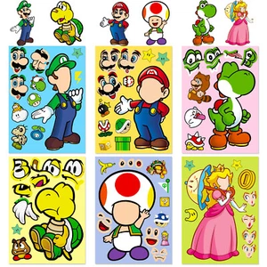 Super Mario Niños Rompecabezas Hágalo usted mismo Juguetes Rompecabezas Pegatinas Hacer una Cara Pegatinas - Imagen 1 de 6