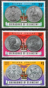 St Vincent Grenadines 1977 Silver Jubilee Queen Elizabeth set SG 93-95 MNH mint - Picture 1 of 1