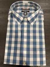 Kirkland Tailor Fit Non Iron Dress Shirt Light Blue Dot Size 18 36/37