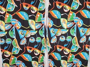 2pc 90s Beach Sunglasses Ocean Vacation Colorful Print Cotton Fabric 17x45 - Picture 1 of 15